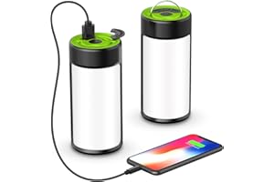 CT CAPETRONIX LED Camping Lights, Rechargeable Camping Lanterns with 400LM 5 Light Modes Water-Resistant, Portable Emergency Tent Lights for Camping Power Cuts Hiking (2-Pack, Grass Green)