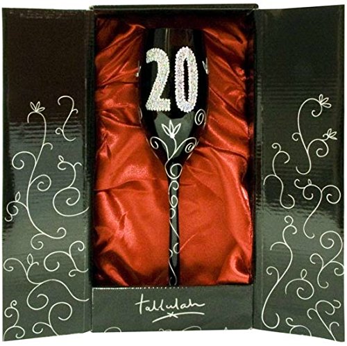 Framan Copa Cava (CHAMPÁN) para Regalo Original DE CUMPLEAÑOS, con LOS NÚMEROS DE Las Edades Grabados (20 AÑOS Negra)