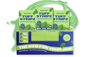 ROCKJAW® Tuff Stripz | Tough Jawline Chewing Gum | Sugar-Free Jaw Exerciser | Beginner-Friendly | 10 Packs, 120 Stripz | 2 Months Supply