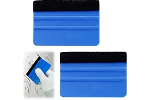 FULETOOYE 2 Pcs Plastic Felt Edge Squeegee, 4 Inch Car Vinyl Wrap Tool,Squeegee Smoothing Window Tool,Vinyl Straight Scraper Tool for Window Tinting Film and Install Wallpaper (Blue)