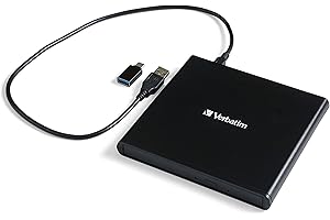 Verbatim External Slimline Graveur CD/DVD externe I USB 2.0 I disque moblie I incl. logiciel gravure et archivage de Nero I Graveur DVD Externe I Lecteur CD Externe I design compact I noir
