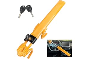 CUNSIEUN Car Steering Wheel Locks,Retractable Car Twin Bar Crook Lock Anti-Theft Security Device with 2 Keys for Auto Truck Van