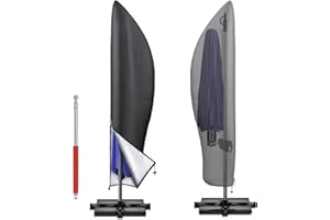 Mrrihand Parasol Covers with Rod, Cantilever Parasol Cover Waterproof with Zip and Drawstring, 265cmx(50x70x40cm) Heavy Duty Oxford Fabric Banana Parasol cover Anti-UV for 2-4m Parasols Hemmed Seams