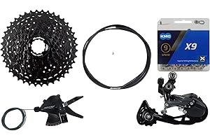JGbike 9 Speed 1x9 groupset for Shimano M2010: Right Shift Lever,M2000 3010 Shadow Rear Derailleur, Sunrace 11-40T 11-42T Cassette M990, KMC X9 Chain