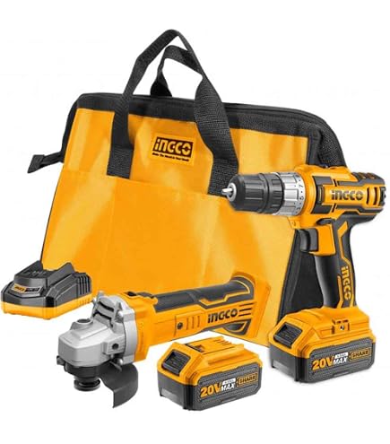 Taladro Atornillador Inalámbrico INGCO 20V - 45Nm, 2 Baterías 2.0Ah, 15+1 Par, 2 Velocidades, Incluye 47 Accesorios