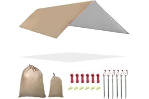 Fay Bless Telo Antipioggia Tarp Rain Fly Telo Per Tenda Impermeabile, Riparo Da Trekking Pieghevole, Leggero, Impermeabile Per Il Campeggio E La Protezione Contro La Pioggia (beige, 3 × 3 m)
