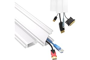 Cuysfead Canale Gomma per Cavi, Con Nastro Autoadesivo,Cablaggio Elettrico Domestico, Protezione Dei cavi TV, Tubo di Protezione dei Cavi dell'ufficio，15 mm ×7 mm, 100 cm (L), Bianco