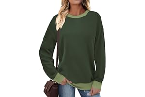 Cuptacc Sudaderas Mujer Jersey Escote Redondo Tops Manga Larga Mujer Sweatshirt De Canalé Camiseta Contraste De Colores