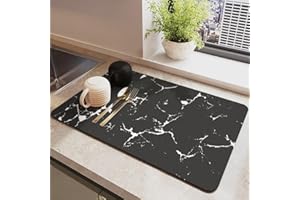 GIUSOBG Alfombrilla Escurreplatos de Café 60 * 50cm Súper Absorbente Alfombrilla Mármol Secado de Platos Estera Fregadero Secado Rápido Almohadilla Fregadero Cocina Cafetera