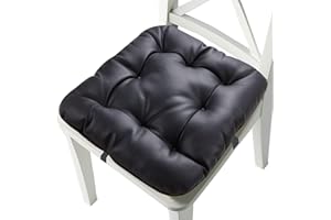 ‎BIG HIPPO Big Hippo Weiches Sitzkissen 40 x 40cm, PU Leder Stuhlkissen mit Bänden, Bequeme Stuhlauflage aus 100% Baumwolle, Universal Sitzpolster für Meisten Stühle ins Büro, im Garten, zu Hause