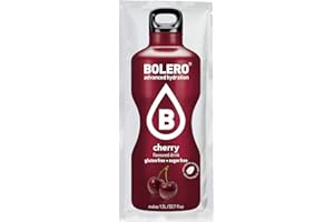 Bolero Bebida Instantánea sin Azúcar, Sabor Cereza - Paquete de 12 x 9 gr - Total: 108 gr