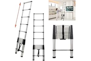 YOUSEAHOME Telescopic Foldable 12.5ft/3.8m Extendable Ladder with Non-Slip Feet, Multi-purpose High Loft Ladder for Outdoor Indoor DIY RV Work, 330 Pound Capacity