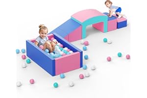 STYPLZ Bloc motricité bébé avec bac à balles, Module motricité, Tissu PU, Facile à Nettoyer, Fermeture éclair dissimulée, Mousse hautement élastique, Blocs de grimpe pour 1-6 Ans