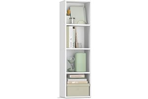 ‎VASAGLE VASAGLE Custos Kollektion - Bücherregal, 4-stöckiges Regal, offenes Aufbewahrungsregal, mit verstellbaren Ablagen, 24 x 30 x 106 cm, für Wohnzimmer, Homeoffice, Schlafzimmer, wolkenweiß LBC434W01