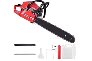 wowspeed 2400W Petrol Chainsaw, 52cc Powerful Gasoline Chain Saw, 2 Stroke Chainsaws Cordless with 550ml Fuel Tank, Gas Chainsaw for Forest Cutting Trees, Wood, 20" Metal Saw Blade