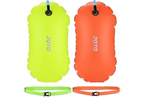 JOTO Bouée de Natation Swim Buoy Eau Libre, 【Lot de 2】 avec Ceinture Ajustable et Sangle, Entraînement en Toute Sécurité, à Haute Visibilité, pour Les Triathlètes, Kayakistes, Plongeurs en Apnée
