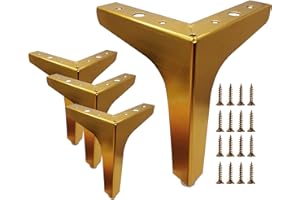 Mimhooy 5 Inch Gold Furniture Legs Set of 4 Metal Legs for Furniture Modern Furiture Feet for Sofa Cabinet Cupboard Couch Chair Ottoman