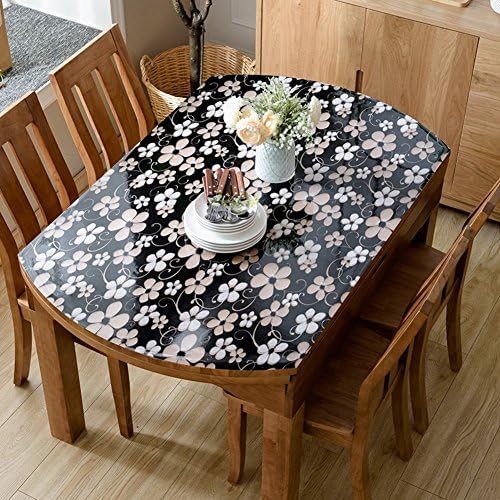 Pvc tablecloth table mats telescopic folding oval soft glass waterproof and oil free wash-C 70x120cm(28x47inch)