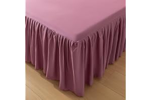 Surwin Betthusse Bettrock, Klassische Volltonfarbe Alles Inklusive Spannbettlaken mit Rüschen, Elastische Tagesdecke, Mikrofaser Weiche Bettlaken für 45 cm Hohes Bett (Lavendel,120x200cm)