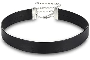 Telooco Collier Ras du Cou en Cuir Noir Large Collier pour Femme Gothique Punk Collier Réglable Ras du Cou en Cuir Chaîne de Costume Fine pour Fête de Vacances Cosplay Halloween