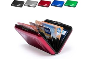 ANTEVIA MATÉRIAUX ANTEVIA - Porte Carte bancaire Rigide Anti piratage RFID en Aluminium | Plus DE 20 MODÈLES | Fidélité Crédit Homme Femme | Couleur: Rouge (Rainol Rouge)