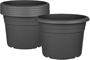 ‎BIGDEAN BigDean 6X Blumentopf Ø 15 cm Farbe Anthrazit Kunststoff Pflanztopf Containertopf Übertopf Pflanzkübel rund 15 x 11 cm