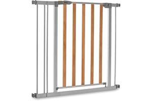 Hauck Brama drzwi/osłona schodów dla dzieci Drewniana blokada 2 Brama bezpieczeństwa z przedłużeniem 9 cm/bez wiercenia/84 - 89 cm szerokość/rozszerzalna/metalowa kratka drewniana