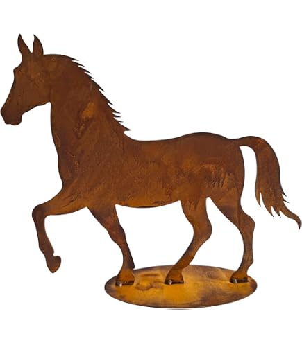 Deko Figur Pferd Aus Metall – Edelrost-Optik, Ca. 14,5 Cm Hoch, Perfekt Für Garten & Regal