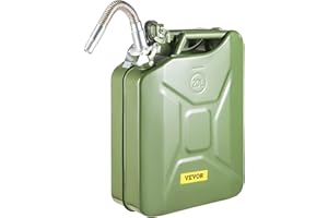 VEVOR Jerry Fuel Can, 5.3 Gallon / 20 L Portable Jerry Gas Can with Flexible Spout System, Rustproof ＆ Heat-resistant Steel Fuel Tank for Cars Trucks Equipment, Green