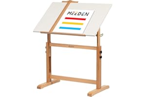 MEEDEN White Adjustable Drafting Table: 35.5" x 23.5" Art Drawing Desk with Height Adjustment - Solid Beech Wood Craft Painting Tables - Large Tilting Table for Adults Artists Writing Working