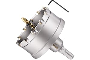 METALLIXITY Hole Saw Kit 72mm (2-13/16"), Tungsten Carbide Hole Cutter with Center Drill Bit, Hex Key and Spring - for Hard Metals, Stainless Steel Sheets, Square Tubes, Fiberglass. Silver