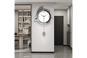 TWFJEL Zegar ścienny, nowoczesny, kreatywny, minimalistyczny, dekoracyjny, duży, metalowa rama + tarcza z drewna, zegar ścienny bez odgłosów tykania, Art Deco, do salonu, sypialni, biura, kuchni,