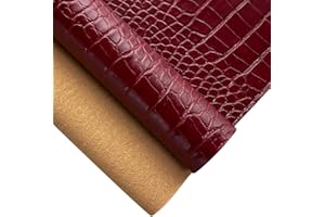 XHT Krokodilleder-Imitat, 30 x 135 cm 3D-Krokodil-Kunstleder, PU Kunstleder Stoff Blatt für DIY Handwerk (Dunkelrot)