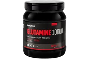 Body Attack-Glutamine 10 000 – 300 gélules – Fabriqué en Allemagne – Caps d'acide glutamique hautement dosé, 1250 mg de L-glutamine en poudre, 10 000 mg de glutamine par portion journalière, pour tous