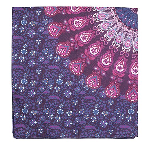 HanSemay™ Indischer Mandala-runder / quadratischer Zigeuner-Wand-Hängen, Boho Zigeuner-Baumwolltischdecke-Strand-Tuch, dekorative Wand, die ringsum hängt, Meditation-Yogamatte, Strand-Blatt, Tabellen-Tuch (lila) - 5