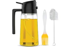 River Phoenix 2-in-1 Glass Oil Sprayer and Dispenser, Fine Mist Nozzle for Healthy Cooking, Olive Oil & Vinegar Bottle with Silicone Brush and Cleaning Tool – Refillable Kitchen Essential