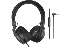 Puro Sound Labs PuroBasic Volume Limiting Wired Headphones for Kids, Foldable & Adjustable Headband w/Microphone, Compatible with Smartphones, Tablets and PC’s (Black)