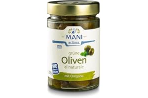 MANI BLÄUEL MANI Grüne Oliven al naturale, bio, NL Fair 6 x 205 gr