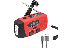 MENGTECH Kurbelradio mit Handyladefunktion Solar, Notfallradio mit AM/FM, Radio Kurbel Notfall mit 2000mAh Wiederaufladbare Batterie, SOS Alarm, LED Taschenlampe für Notfall/Outdoor/Camping(Rot)