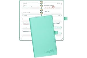 POPRUN Pocket Diary 2024 Week to View 16.5 x 9 cm Spiral Bound Soft Cover, Slim 24 Small Weekly Planner with Work Appointment, Card Slot, 100GSM FSC® Paper - Mint Green