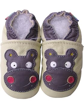 Carozoo Hippo Cream Baby Boy Soft Sole Leather Shoes