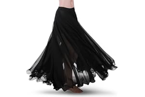 ROYAL SMEELA Jupe Danse du Ventre ATS Voile Maxi Full Jupes Tribal Robe de Danse Mousseline Jupe Longue Flamenco Femme 720 degrés Grande Swing Jupe Costumes Danse Orientale