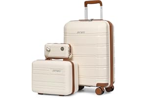 Joyway Juego de Maletas 3 Piezas, Maleta de Cabina 20'' Rígida ABS+PP, Ultraligera con Ruedas Multiángulo Spinner, Cerradura TSA, Incluye Neceser y Bandolera