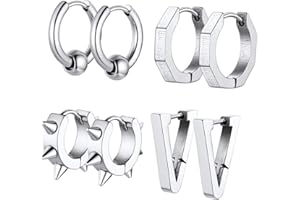 GoldChic Jewelry Huggie Earrings For Men, 316L Stainless Steel Unisex Stylish Spike Earring Studs, Small Hoop Punk Ear Jewellery For Hip Hop Rapper