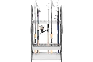 QWORK® Angelrutenhalter, Rutenständer für 16 Angelruten, Stabiler und Leichter Rutenhalter, für Meisten Angelrutentypen