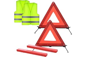crayfomo Warning Triangles,2 Pcs Car Emergency Warning Triangle and 2 Pcs Reflective Safety Vest Kit,Foldable Reflective Safety Emergency Kit for Car Truck SUV