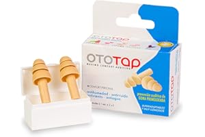 Ototap Tapones para los oídos de goma de extra duración aislantes, cómodos y reutilizables -Tapones de protección auditiva- Aíslan ruido, agua, viento. 2 unidades, 1 unidad