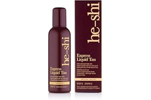 ‎HE-SHI He-Shi Express Liquid Tan Flüssiger Sofort-Selbstbräuner - kein Selbstbräuner-Geruch - schnell trocknende und streifenfreie Formel - natürliche, vegane Formel mit Glycerin - Selbstbräuner für Körper und Gesicht (150 ml Flüssigkeit)