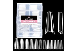 UNA GELLA Nageltips für Gelnägel Lange Ballerina, 504 Stück 12 Größen Half Cover Nagelspitzen Acryl Coffin Nägel Tips für Nail Art Heim DIY Nagelstudio