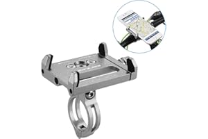 Lixada Support de Téléphone de Vélo + Bandes de sécurité, Réglable, Universal, Support de téléphone Portable de Guidon de vélo, VTT GPS Bracket Cradle Clamp Vélo de Montagne (Argent)